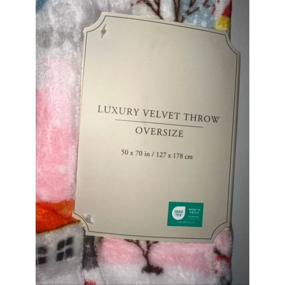 Christmas Farmhouse Luxury Velvet Throw Blanket Barbie Pink Christmas tree 50 x